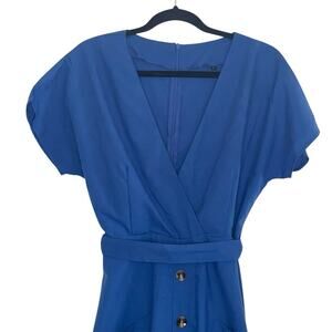 Brand: Unk Colbat Blue Midi short sleeve button up dress Size:L Women’s Spring
